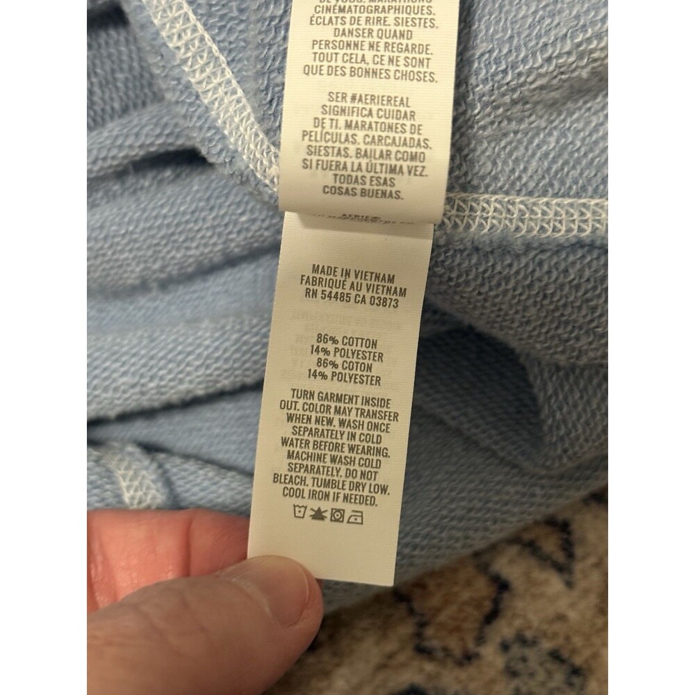 Aerie New Heights Sweatshirt Blue Womens Cropped Turtleneck Oversized Medium - Picture 5 of 9